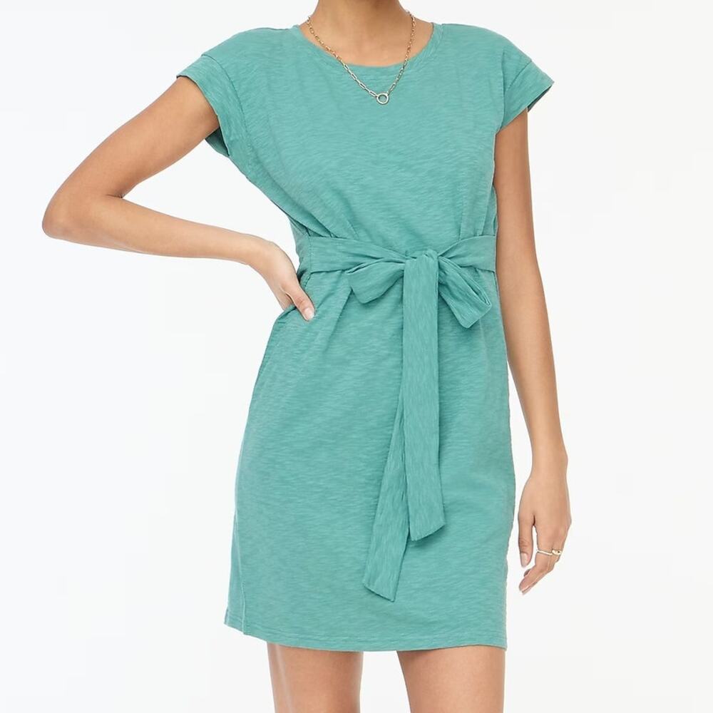 J. Crew Teal Tie-Waist Mini Dress